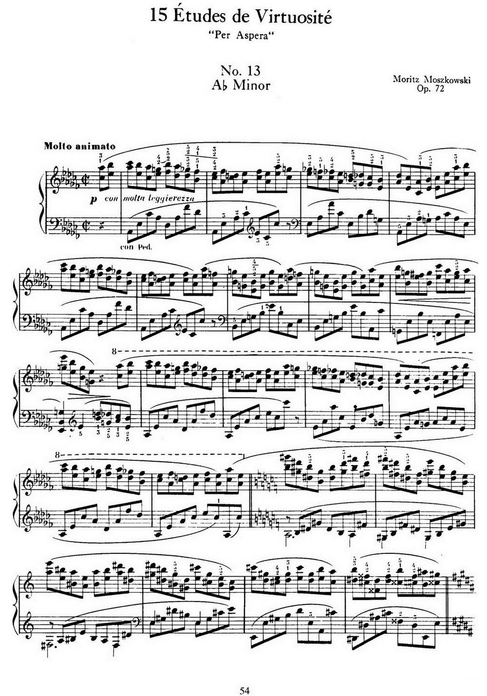 15 Etudes de Virtuosité Op.72 No.13（十五首钢琴练习曲之十三）钢琴曲谱（图1）