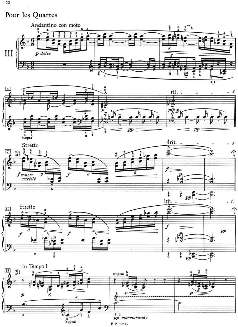 德彪西12首钢琴练习曲（3 四度练习v1.0 quartes）钢琴曲谱（图1）