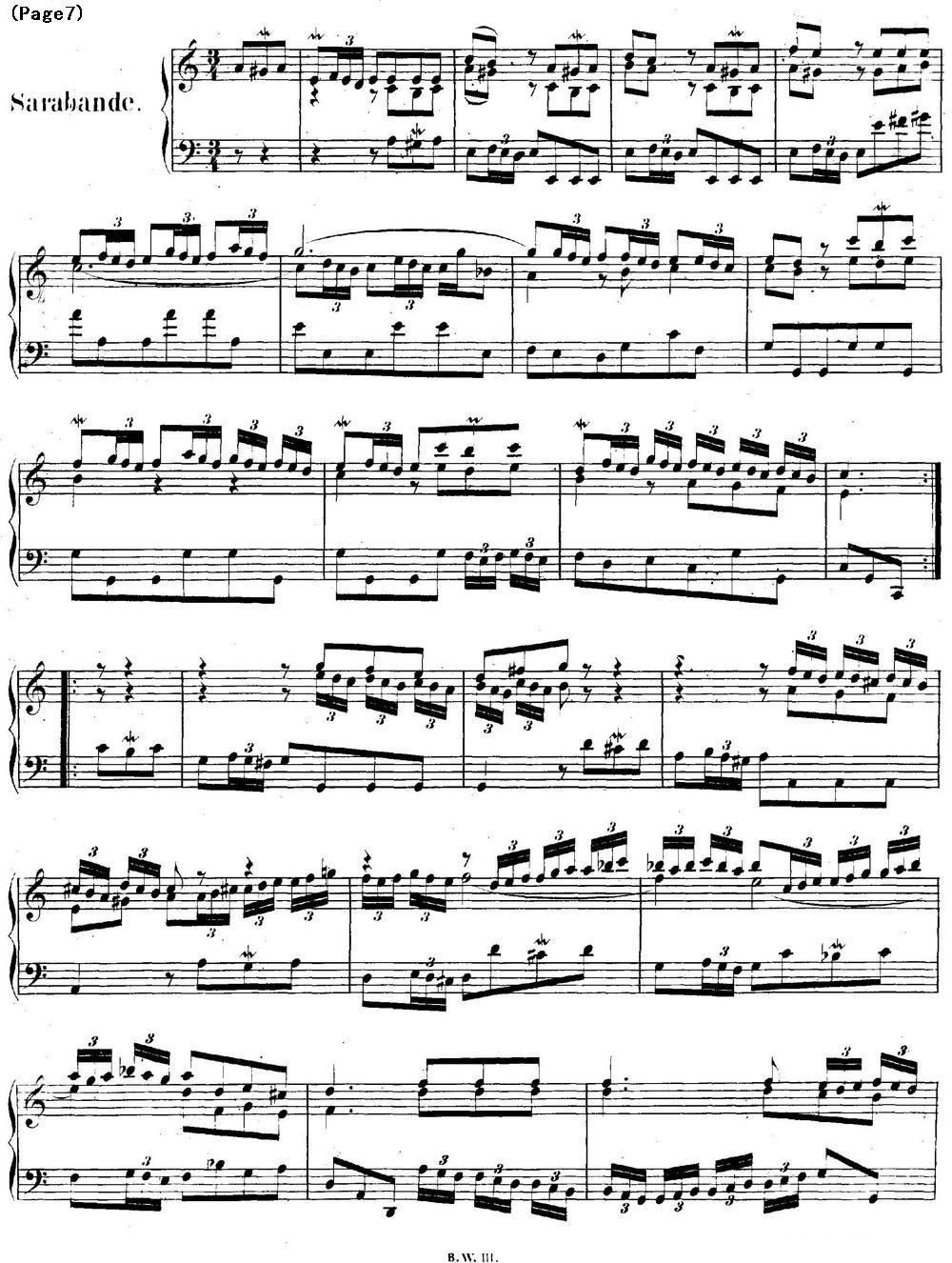 帕蒂塔6首德国组曲（No.3 a小调 巴赫 Partita a Minor BWV 827）钢琴曲谱（图7）