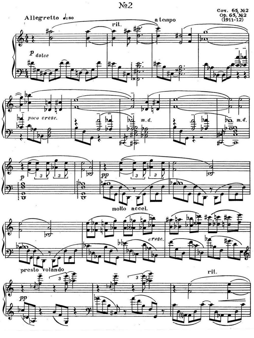 斯克里亚宾3首钢琴练习曲 Op65（No.2）钢琴曲谱（图1）