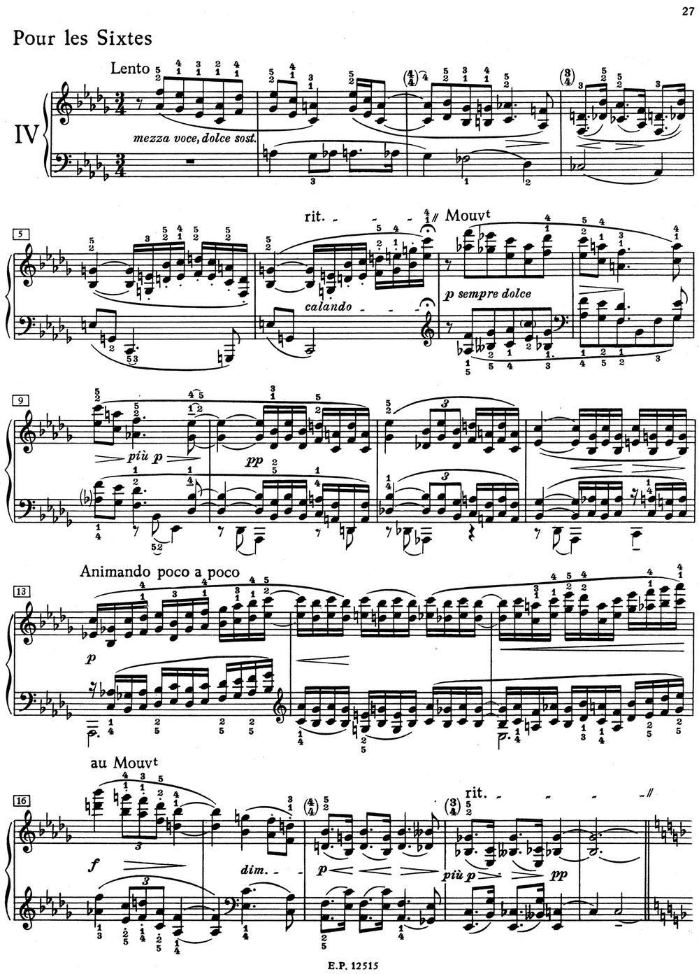 德彪西12首钢琴练习曲（4 六度练习v1.0 sixtes）钢琴曲谱（图1）