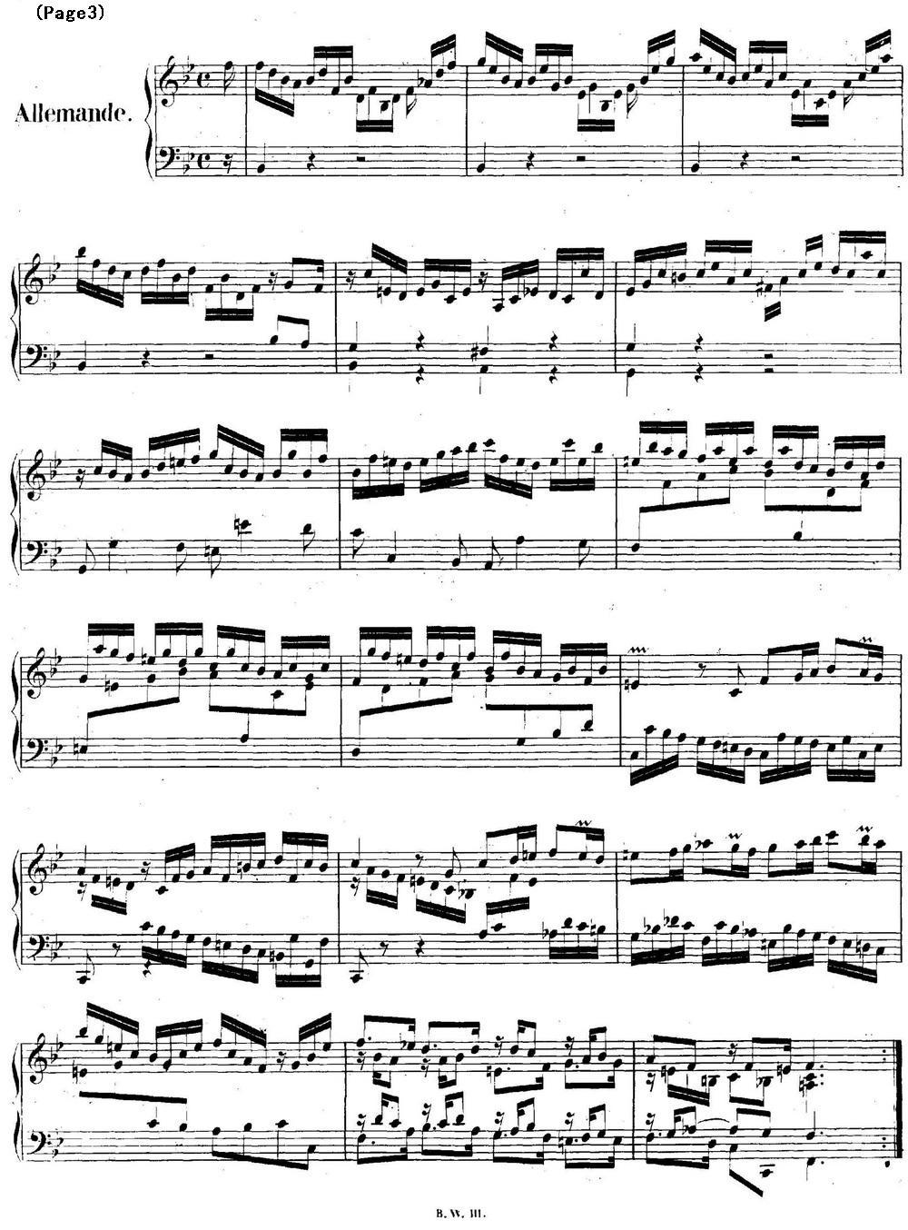 帕蒂塔6首德国组曲（No.1 降B大调 巴赫 Partita B-flat Major BWV825钢琴曲谱（图3）