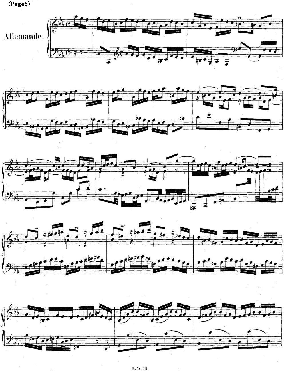 帕蒂塔6首德国组曲（No.2 c小调 巴赫 Partita c Minor BWV 826）钢琴曲谱（图5）