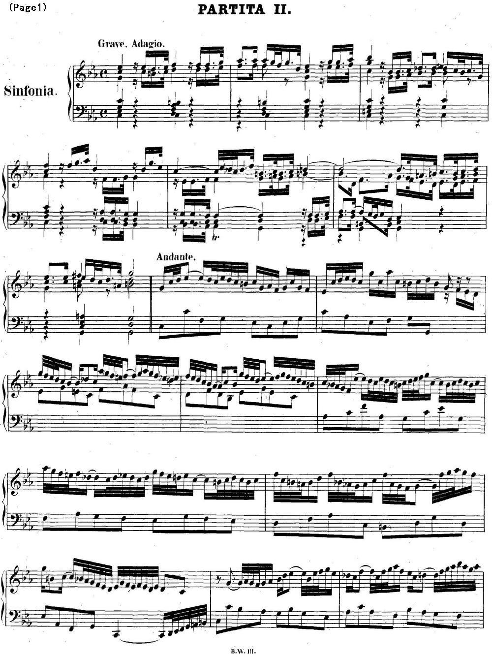 帕蒂塔6首德国组曲（No.2 c小调 巴赫 Partita c Minor BWV 826）钢琴曲谱（图1）