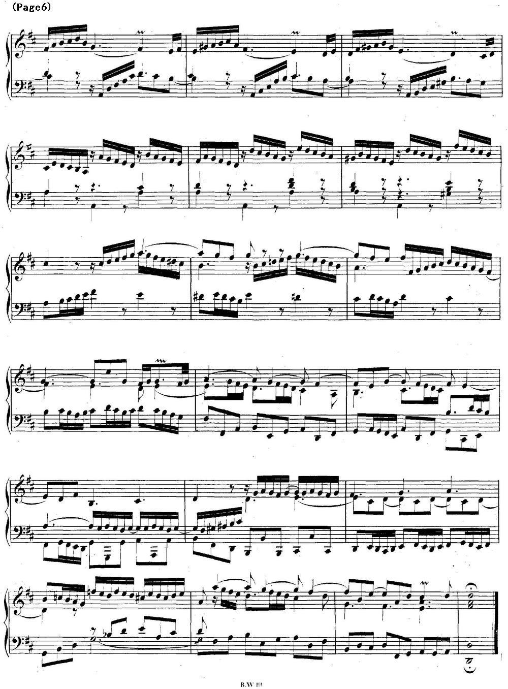 帕蒂塔6首德国组曲（No.4 D大调 巴赫 Partita D Major BWV 828）钢琴曲谱（图6）