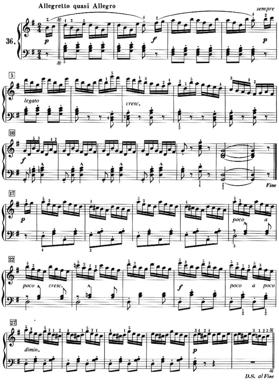 50首莱蒙钢琴练习曲 作品37（NO.36）钢琴曲谱（图1）