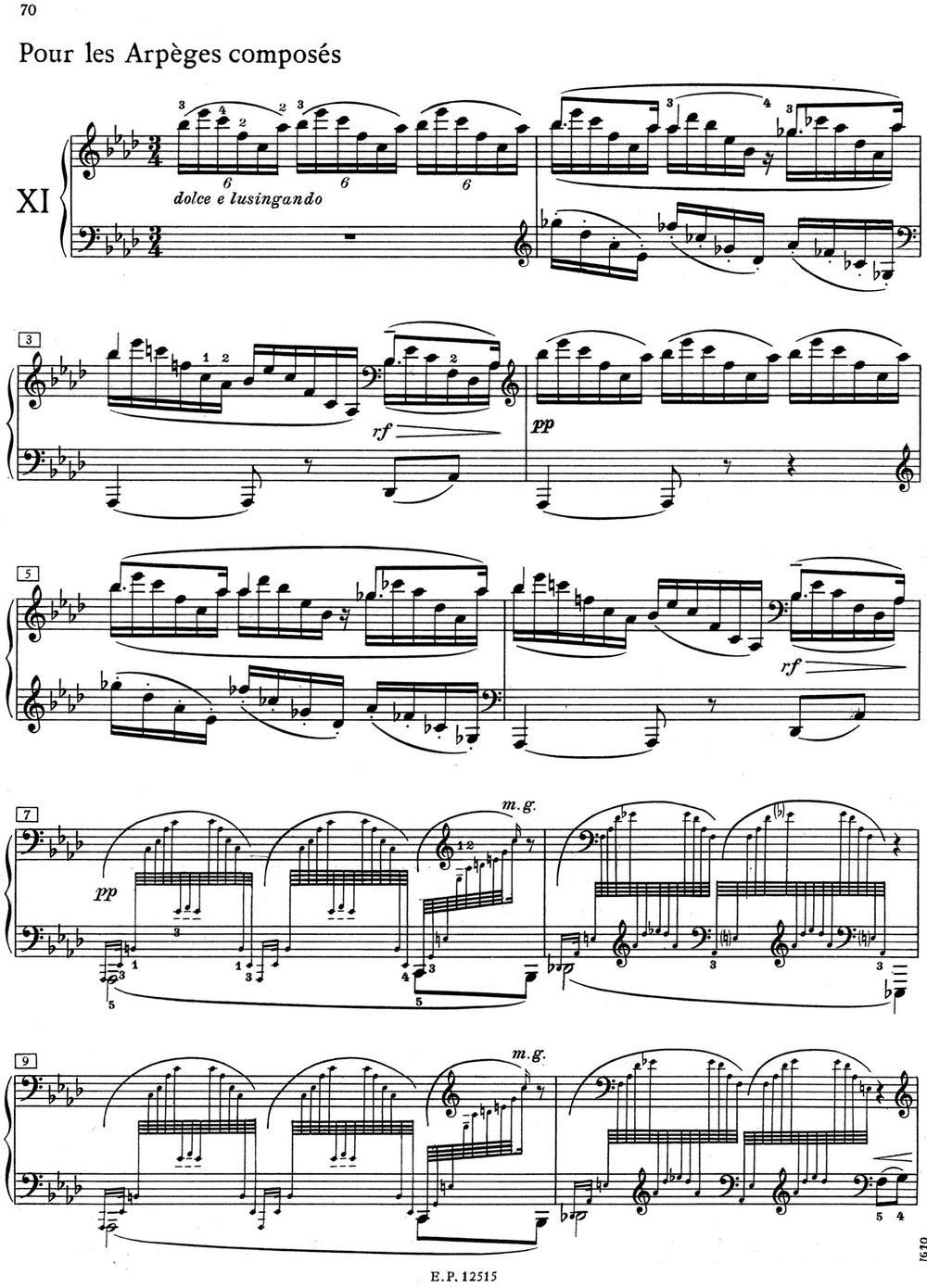 德彪西12首钢琴练习曲（11 琶音练习v1.0 arpèges composés）钢琴曲谱（图1）