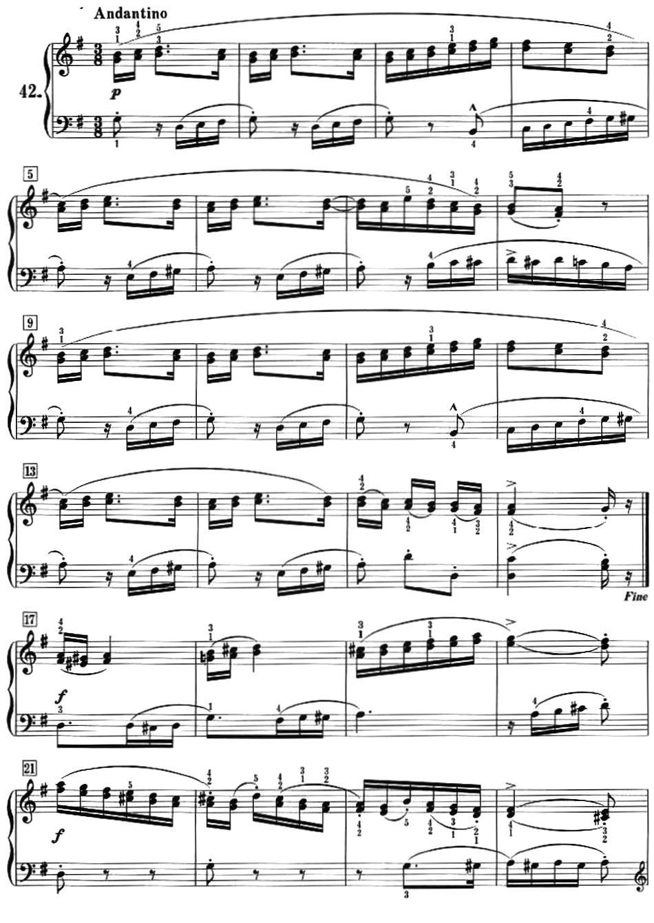 50首莱蒙钢琴练习曲 作品37（NO.42）钢琴曲谱（图1）