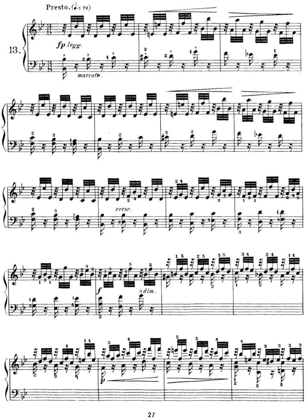 40首车尔尼Op.299钢琴快速练习曲（NO.13）钢琴曲谱（图1）