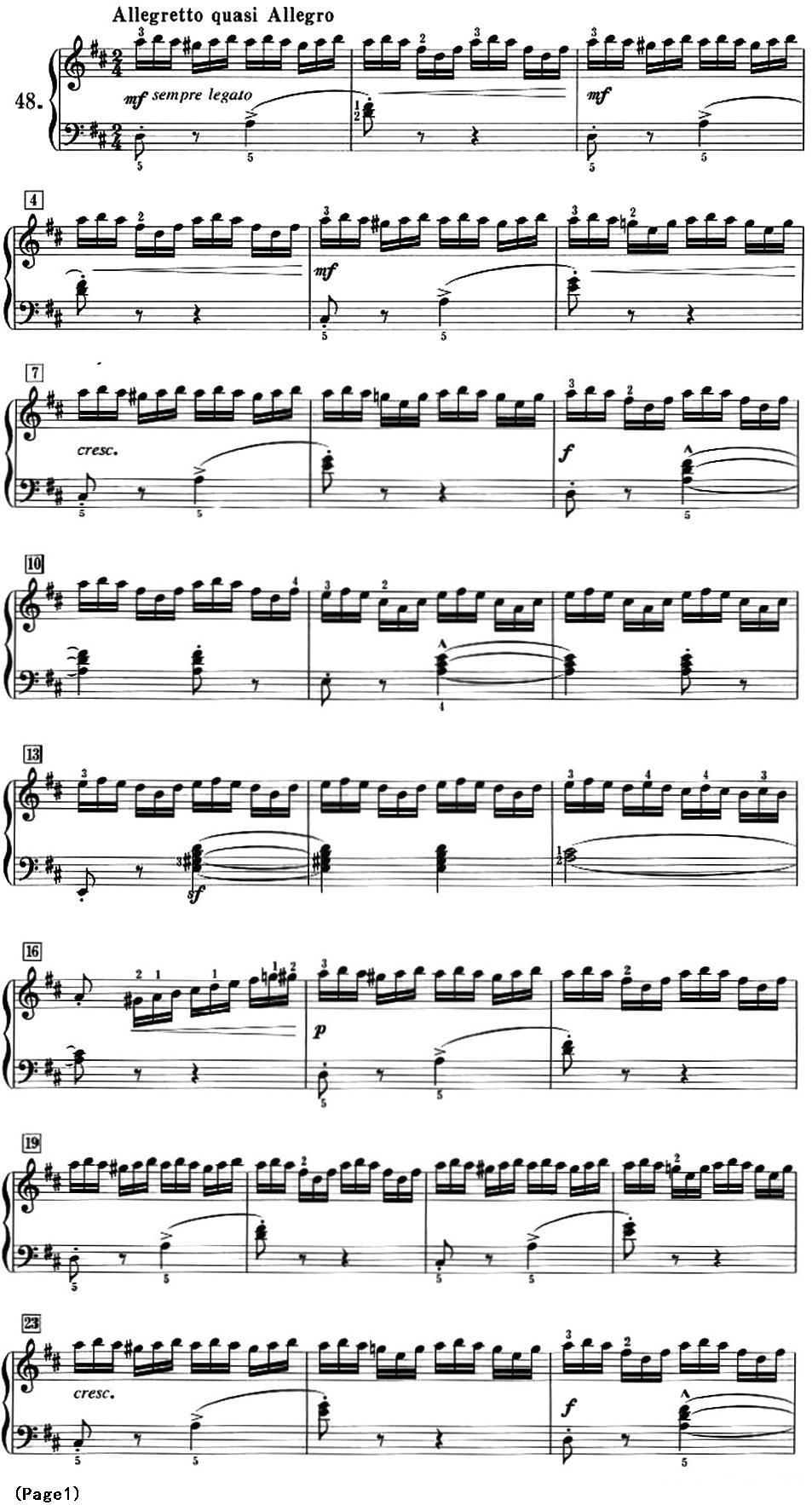 50首莱蒙钢琴练习曲 作品37（NO.48）钢琴曲谱（图1）