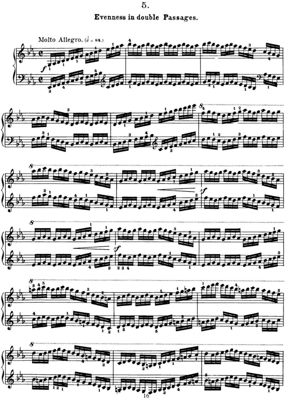 50首车尔尼Op.740钢琴手指灵巧技术练习曲（NO.5）钢琴曲谱（图1）