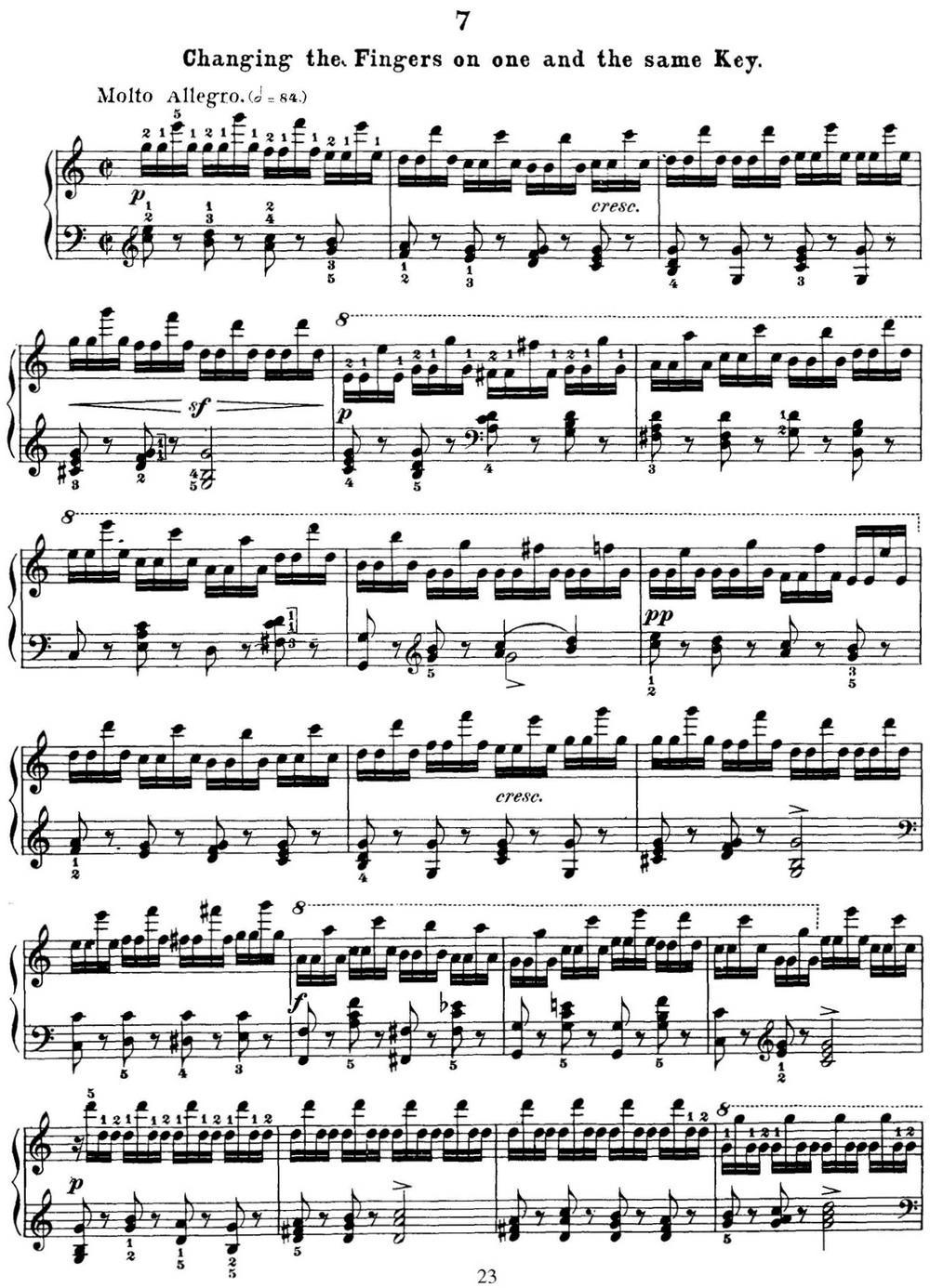 50首车尔尼Op.740钢琴手指灵巧技术练习曲（NO.7）钢琴曲谱（图1）