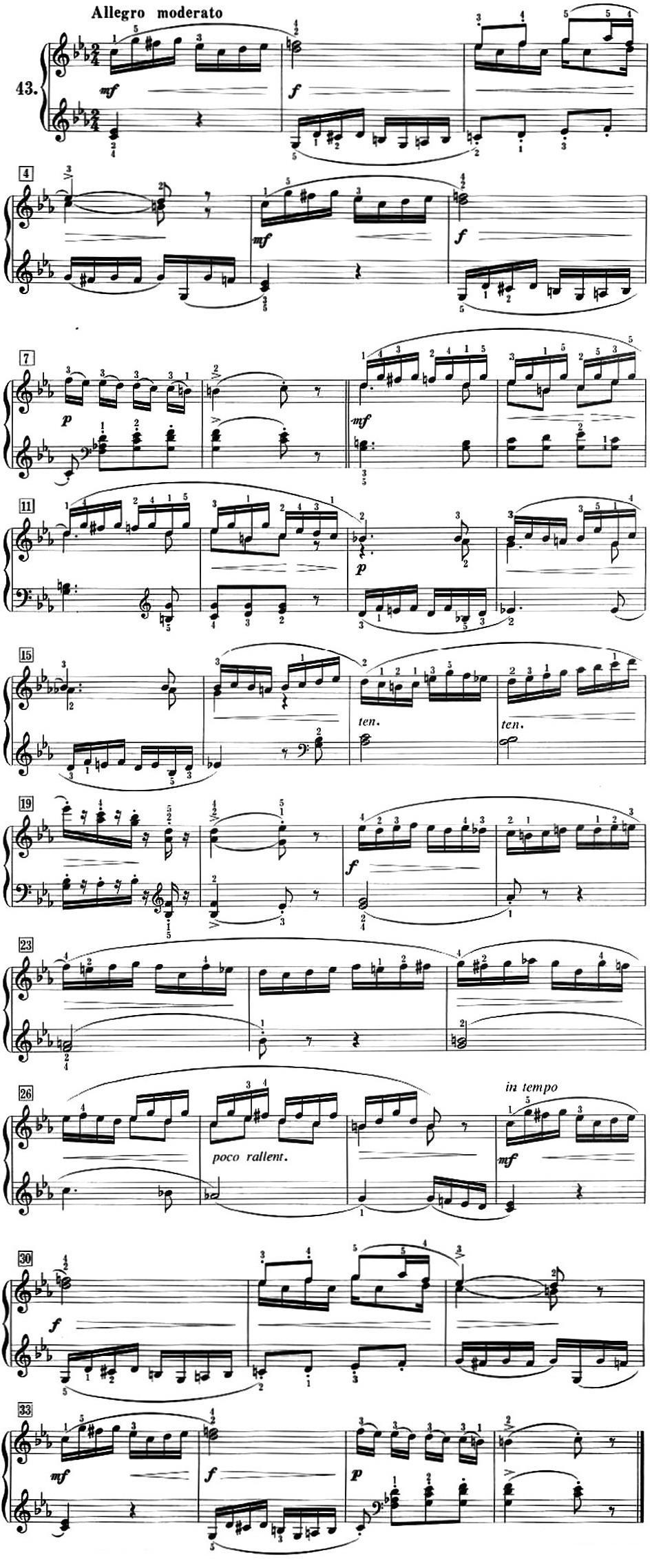 50首莱蒙钢琴练习曲 作品37（NO.43）钢琴曲谱（图1）