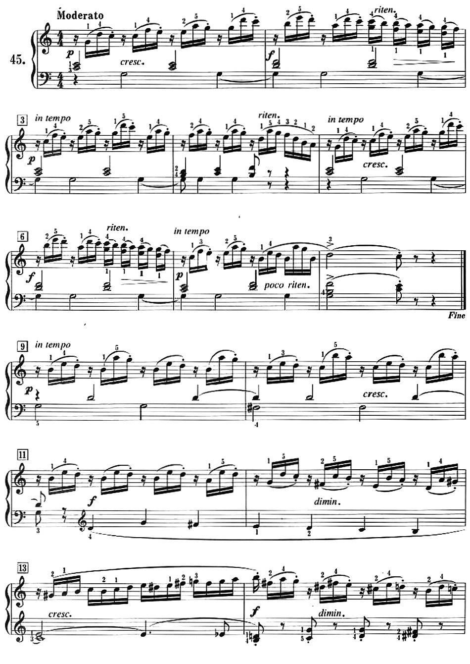 50首莱蒙钢琴练习曲 作品37（NO.45）钢琴曲谱（图1）
