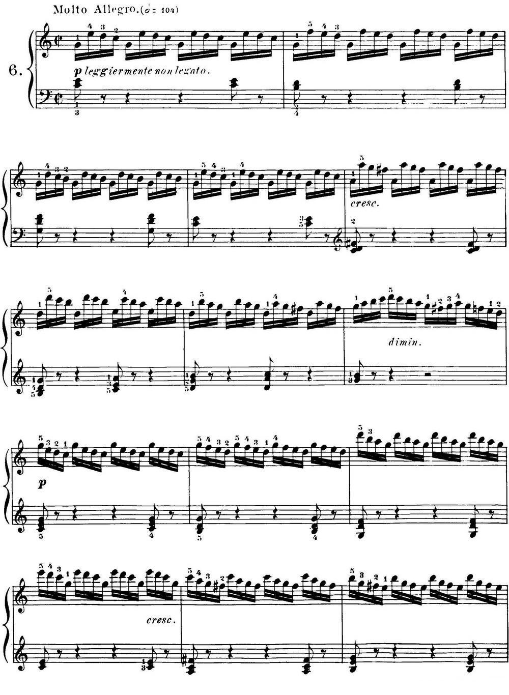 40首车尔尼Op.299钢琴快速练习曲（NO.6）钢琴曲谱（图1）