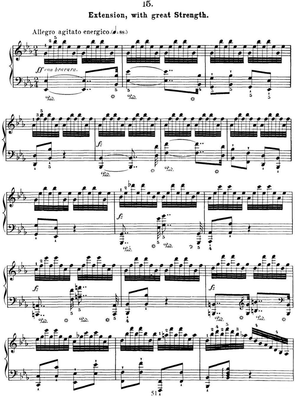 50首车尔尼Op.740钢琴手指灵巧技术练习曲（NO.15）钢琴曲谱（图1）