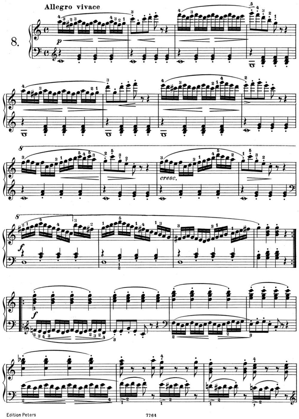 25首车尔尼Op.748练习曲（NO.8）钢琴曲谱（图1）