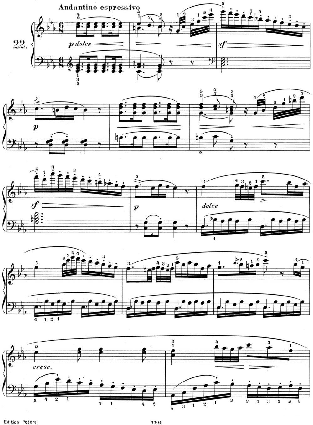 25首车尔尼Op.748练习曲（NO.22）钢琴曲谱（图1）