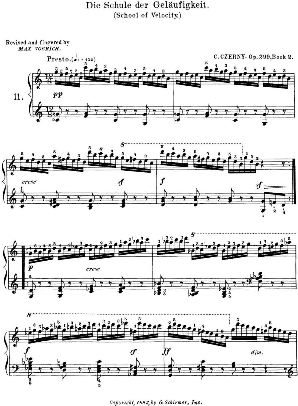 40首车尔尼Op.299钢琴快速练习曲（NO.11）钢琴曲谱（图1）