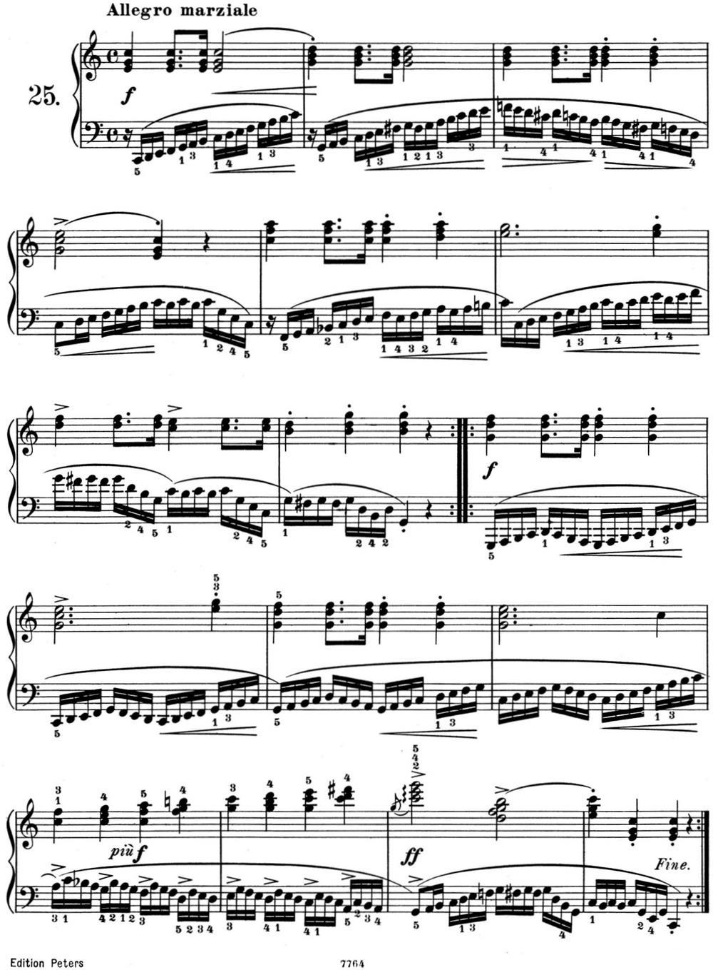 25首车尔尼Op.748练习曲（NO.25）钢琴曲谱（图1）