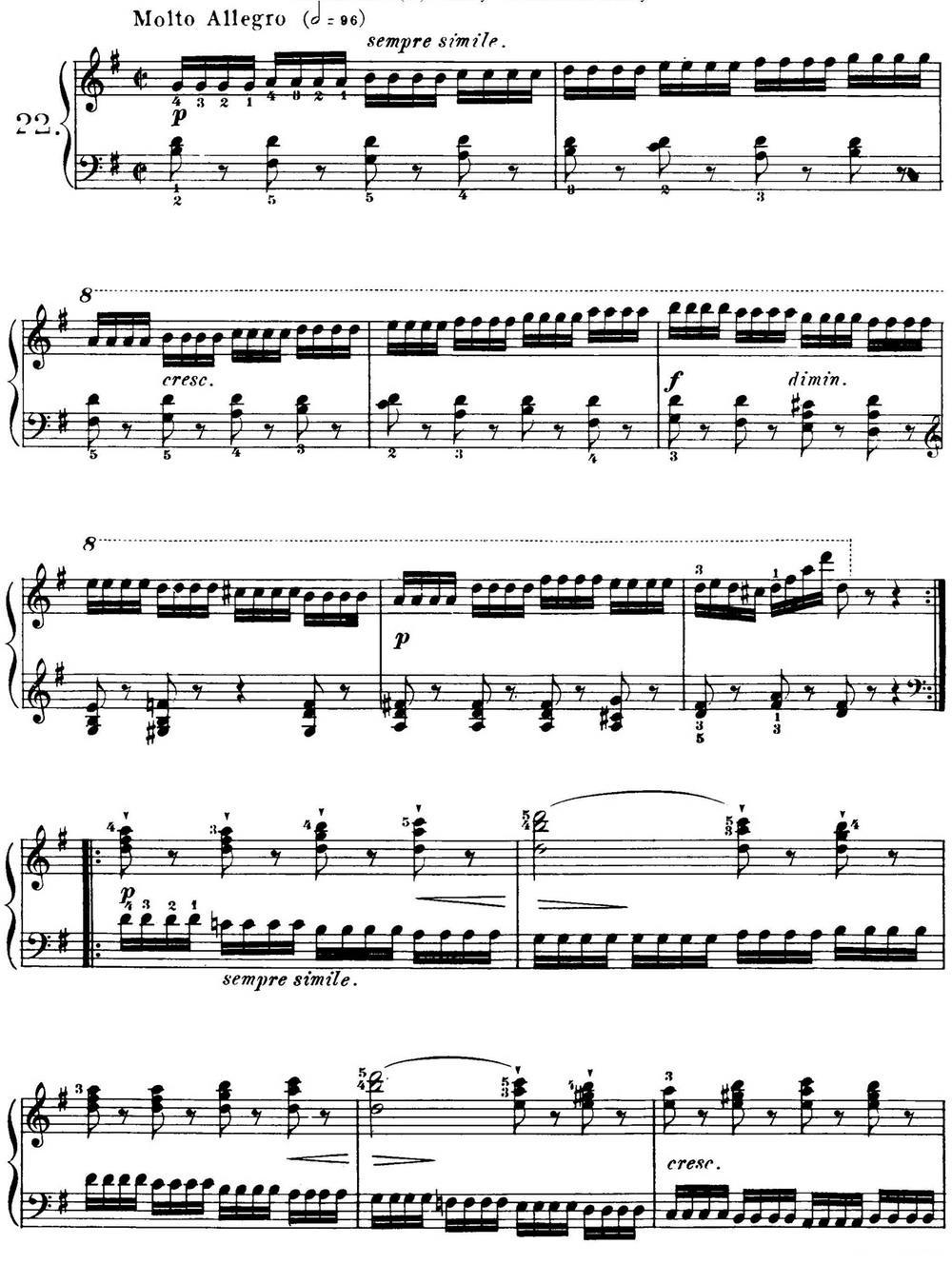 40首车尔尼Op.299钢琴快速练习曲（NO.22）钢琴曲谱（图1）