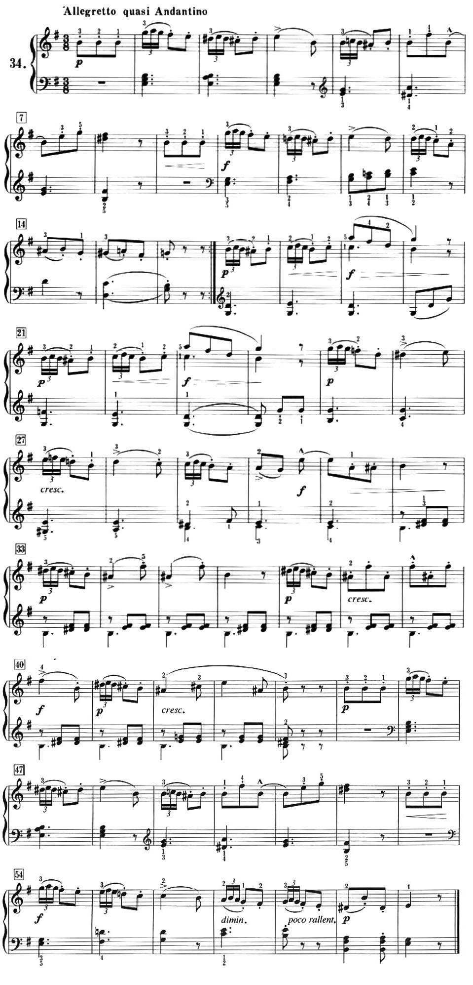 50首莱蒙钢琴练习曲 作品37（NO.34）钢琴曲谱（图1）