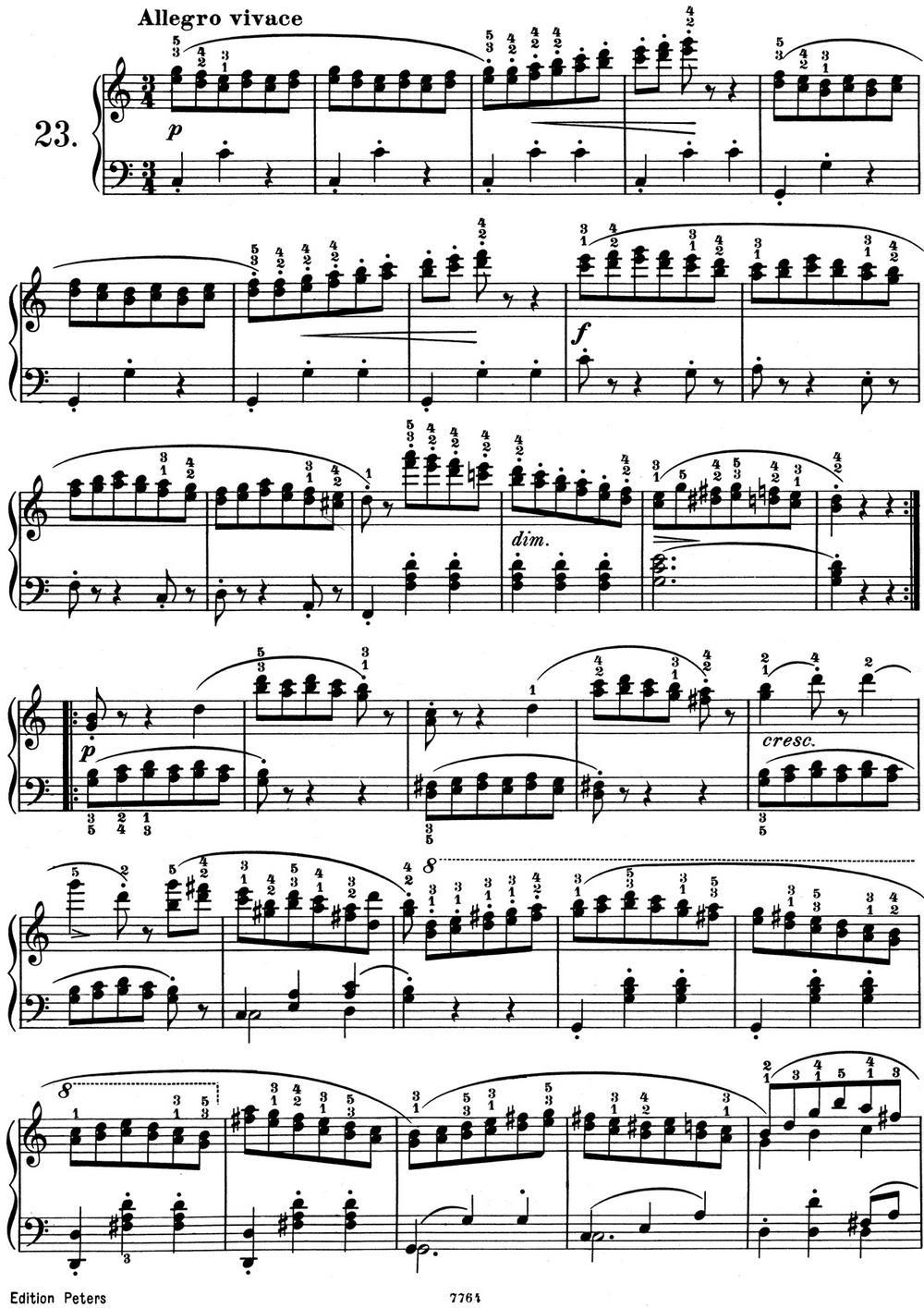25首车尔尼Op.748练习曲（NO.23）钢琴曲谱（图1）