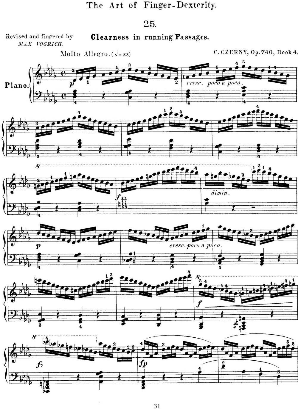 50首车尔尼Op.740钢琴手指灵巧技术练习曲（NO.25）钢琴曲谱（图1）