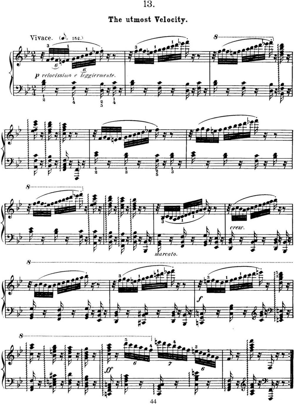 50首车尔尼Op.740钢琴手指灵巧技术练习曲（NO.13）钢琴曲谱（图1）