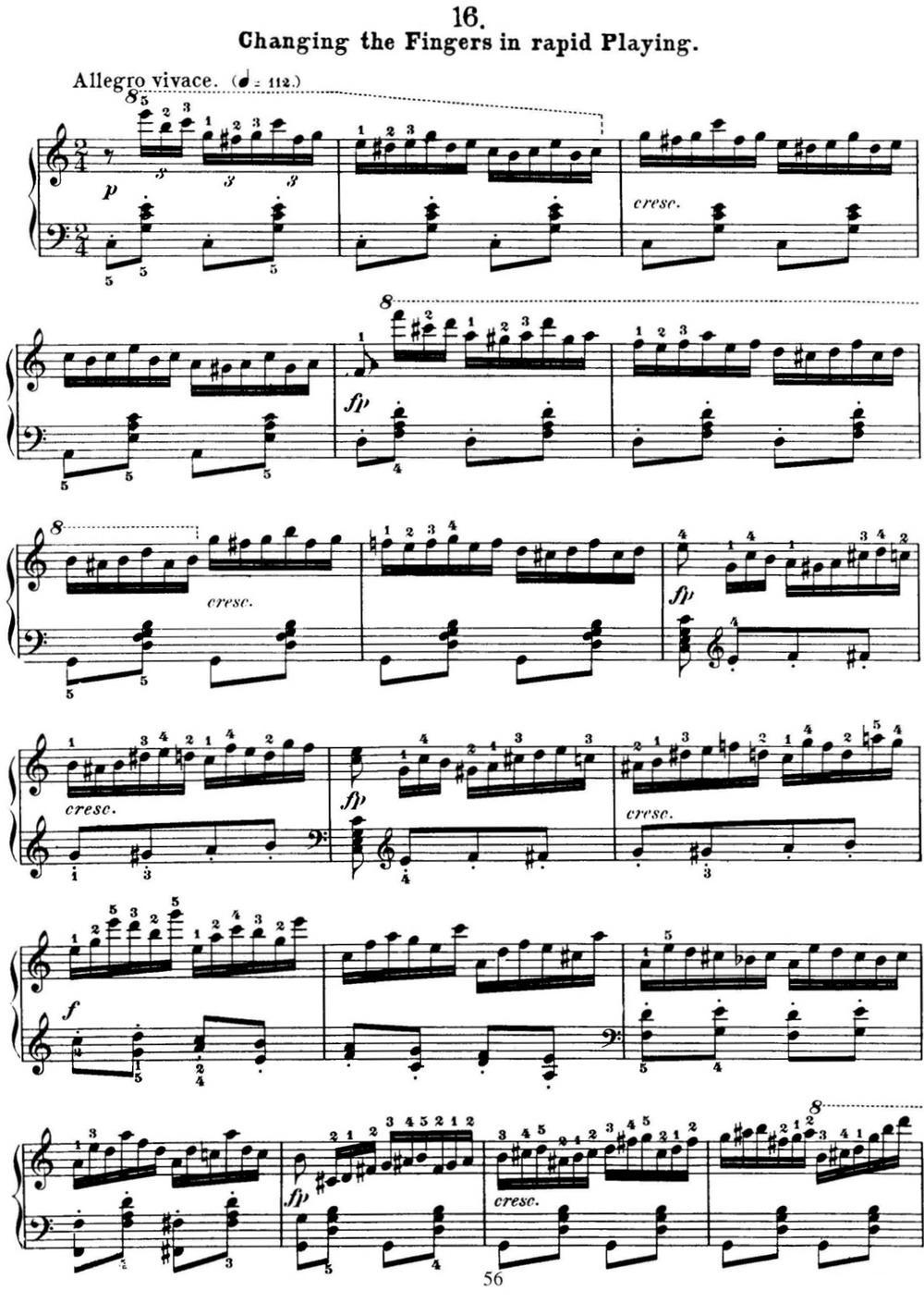 50首车尔尼Op.740钢琴手指灵巧技术练习曲（NO.16）钢琴曲谱（图1）