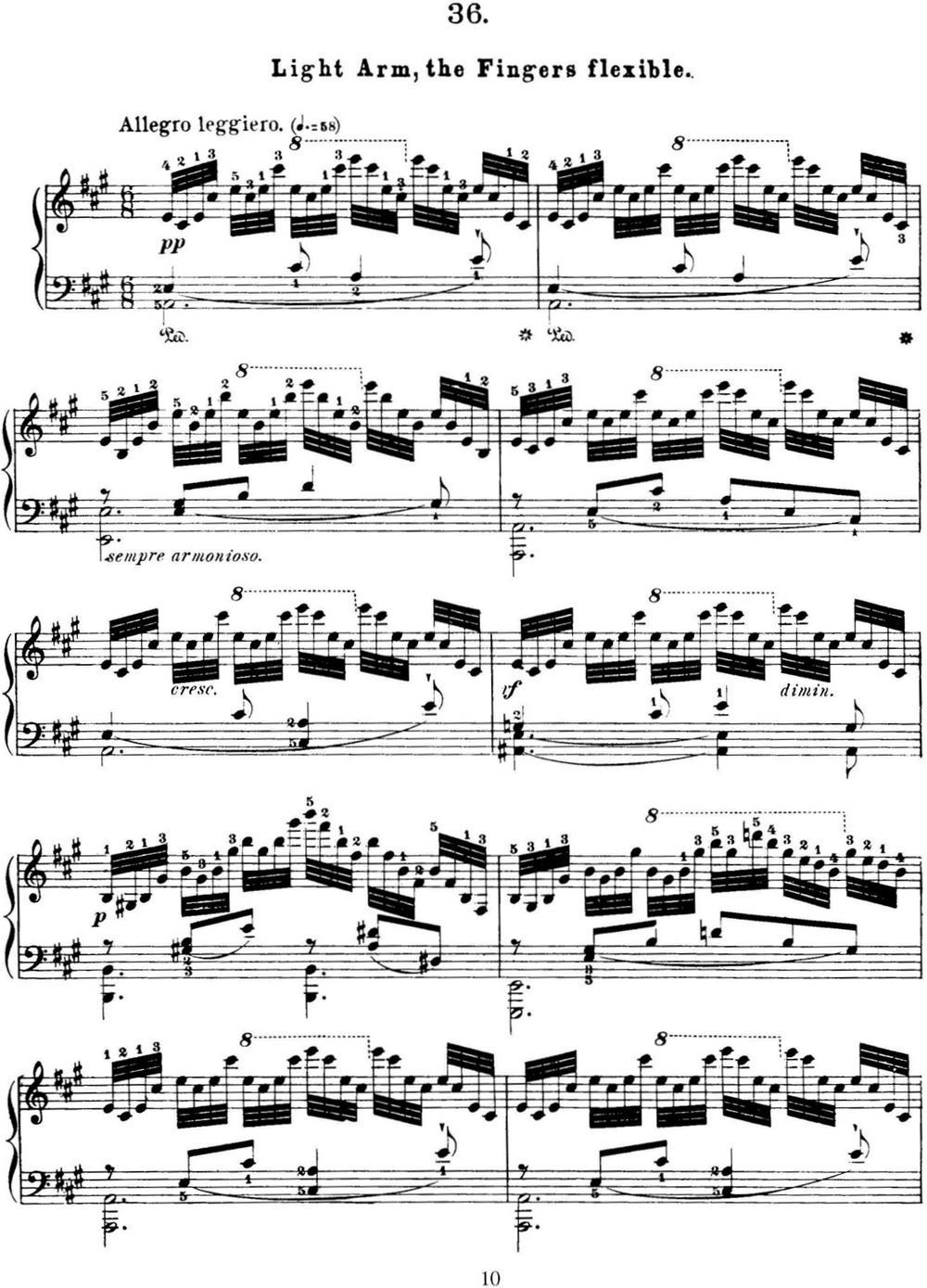 50首车尔尼Op.740钢琴手指灵巧技术练习曲（NO.36）钢琴曲谱（图1）