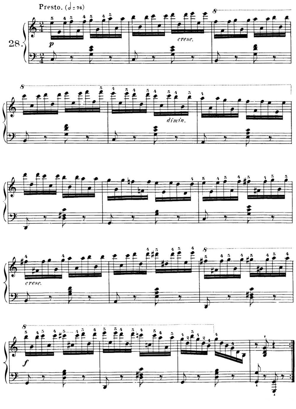 40首车尔尼Op.299钢琴快速练习曲（NO.28）钢琴曲谱（图1）