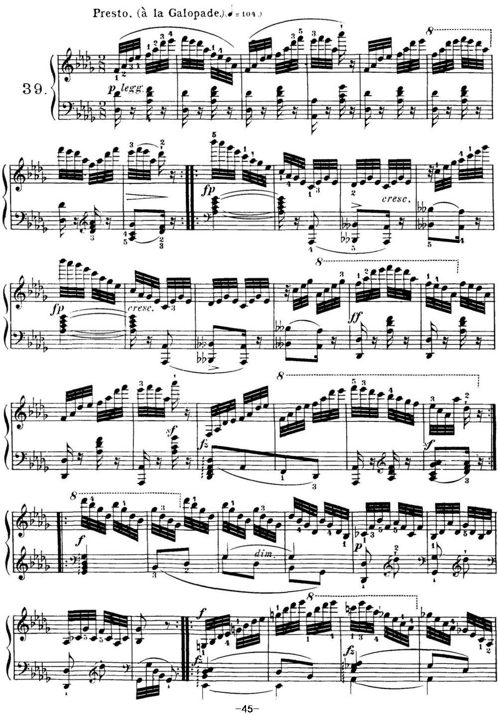 40首车尔尼Op.299钢琴快速练习曲（NO.39）钢琴曲谱（图1）