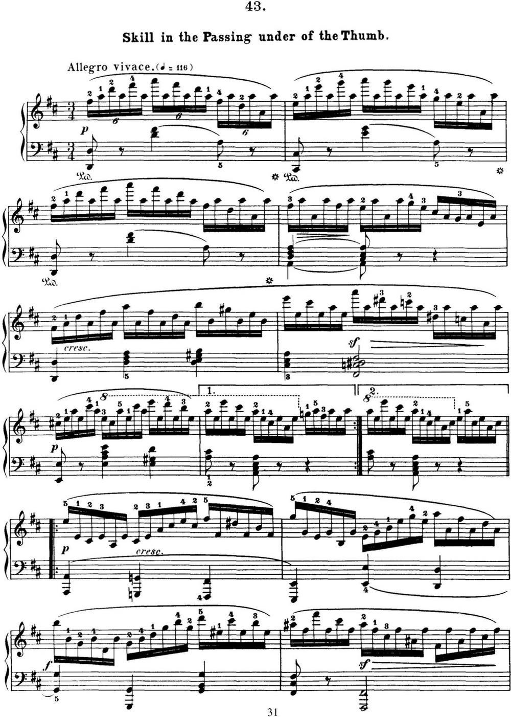 50首车尔尼Op.740钢琴手指灵巧技术练习曲（NO.43）钢琴曲谱（图1）