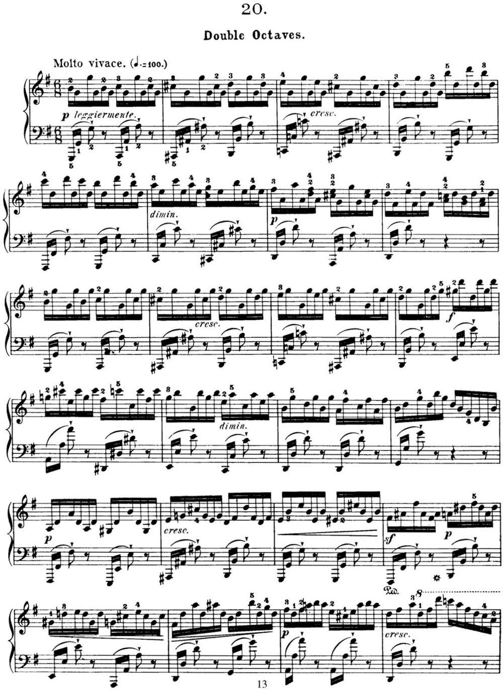 50首车尔尼Op.740钢琴手指灵巧技术练习曲（NO.20）钢琴曲谱（图1）