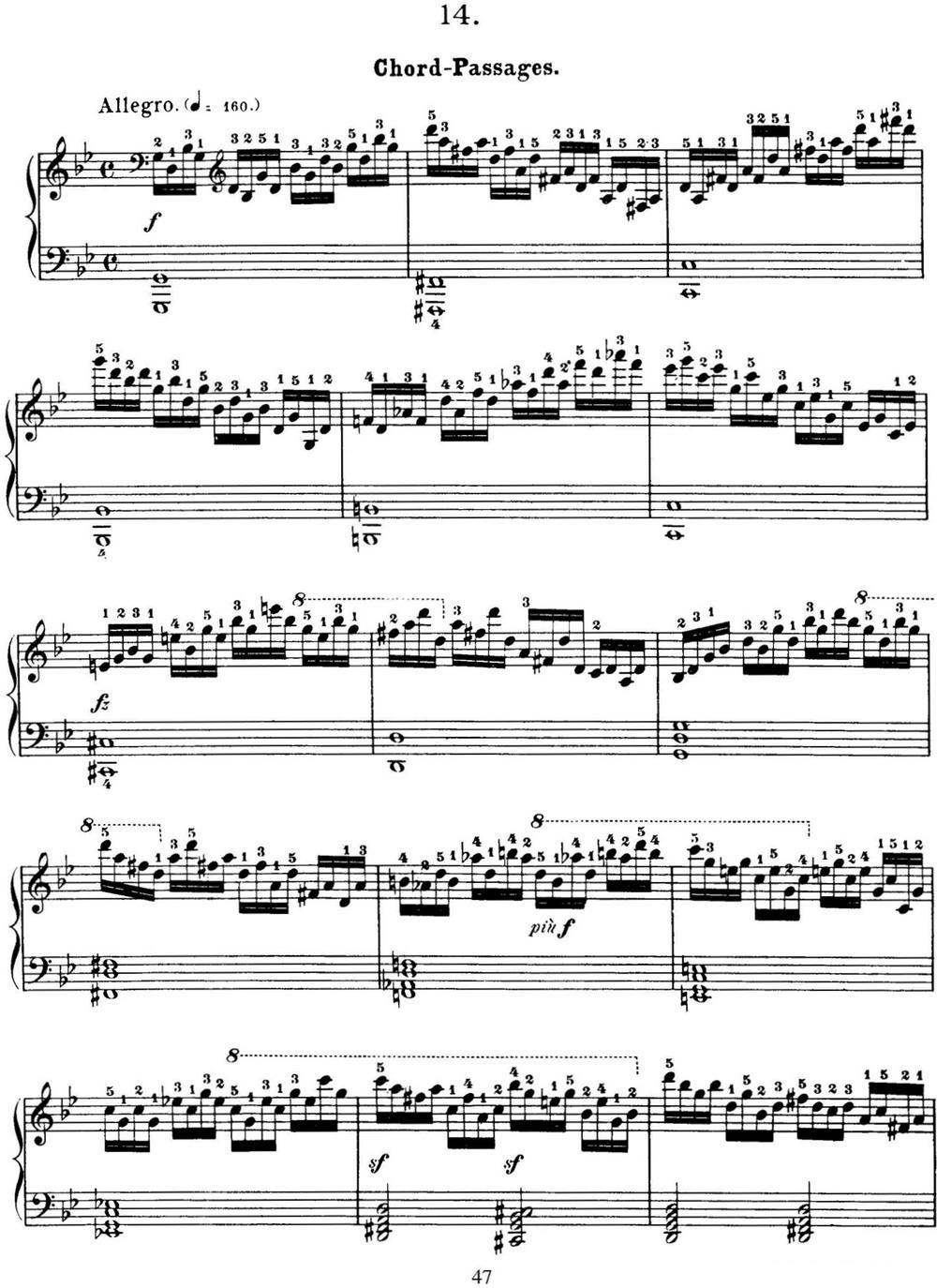 50首车尔尼Op.740钢琴手指灵巧技术练习曲（NO.14）钢琴曲谱（图1）