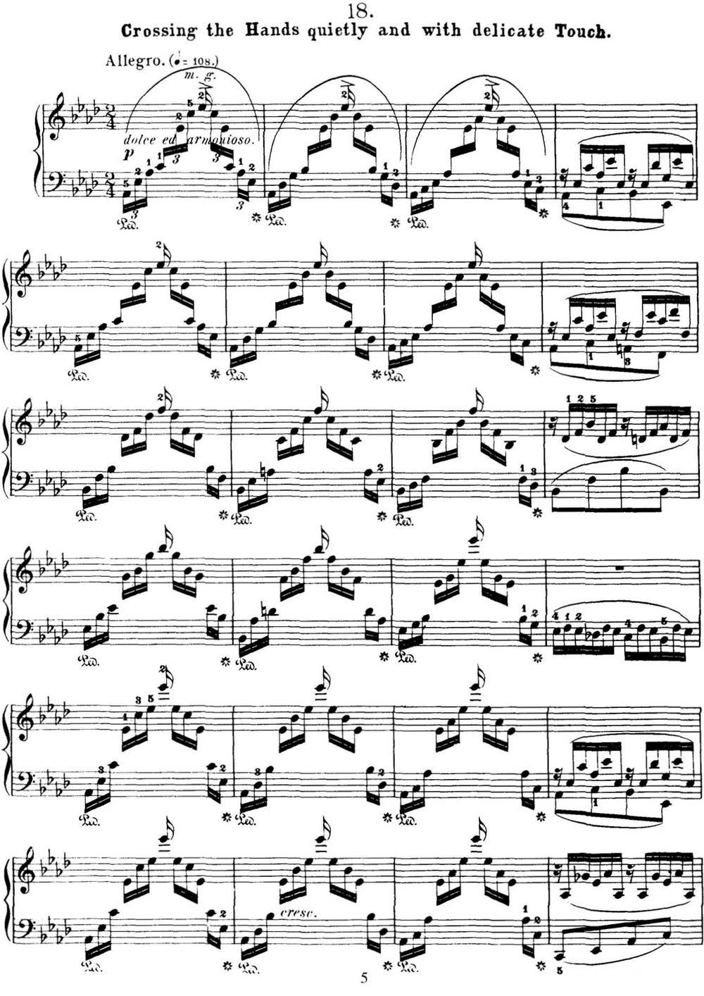50首车尔尼Op.740钢琴手指灵巧技术练习曲（NO.18）钢琴曲谱（图1）