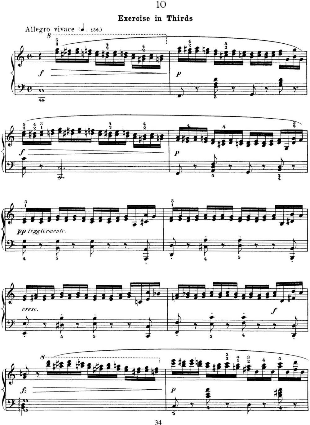 50首车尔尼Op.740钢琴手指灵巧技术练习曲（NO.10）钢琴曲谱（图1）
