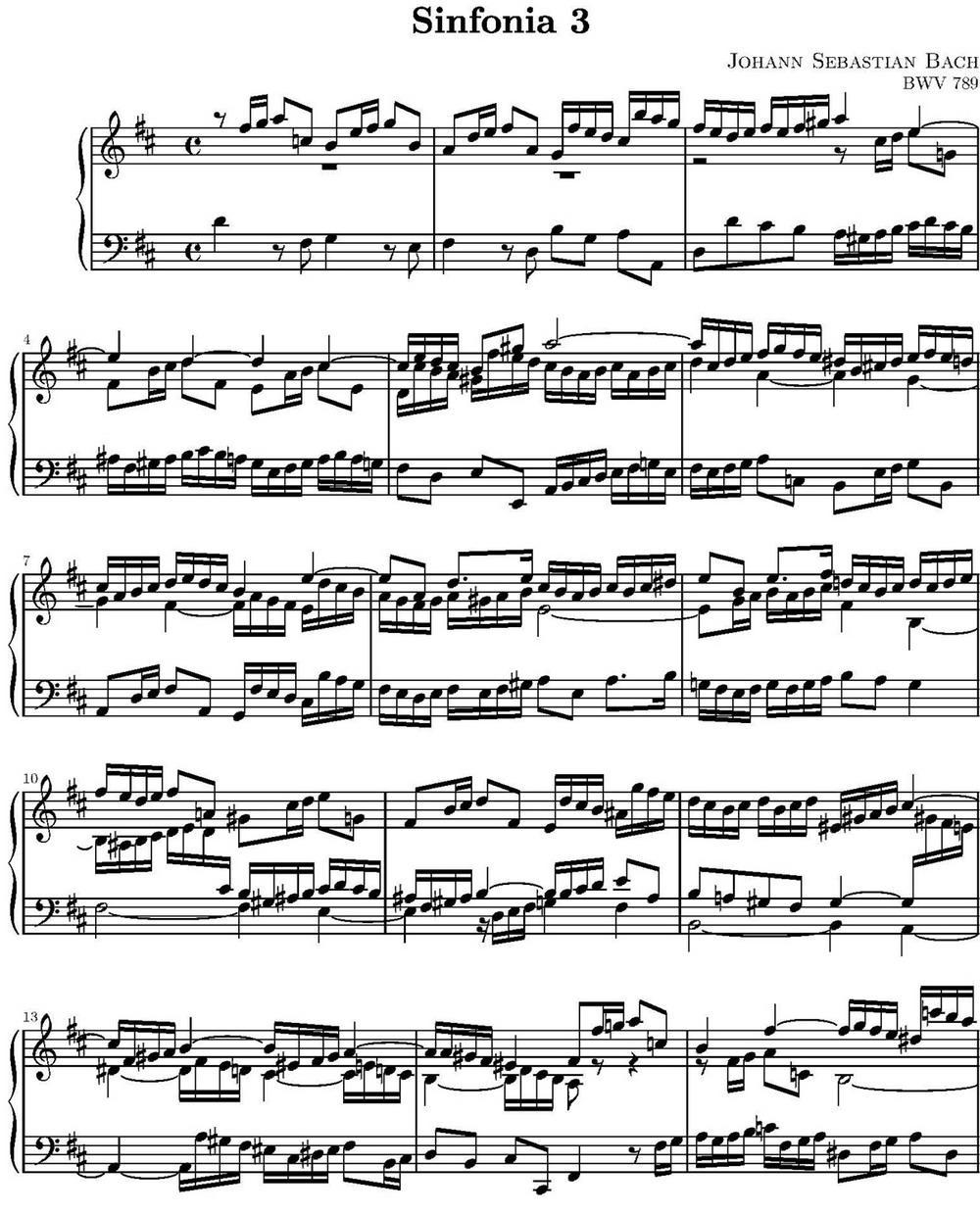 15首巴赫三部创意曲集（NO.3）钢琴曲谱（图1）