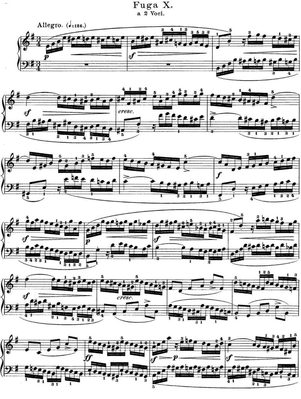 巴赫《平均律钢琴曲集·第一卷》之赋格曲（NO.10）钢琴曲谱（图1）