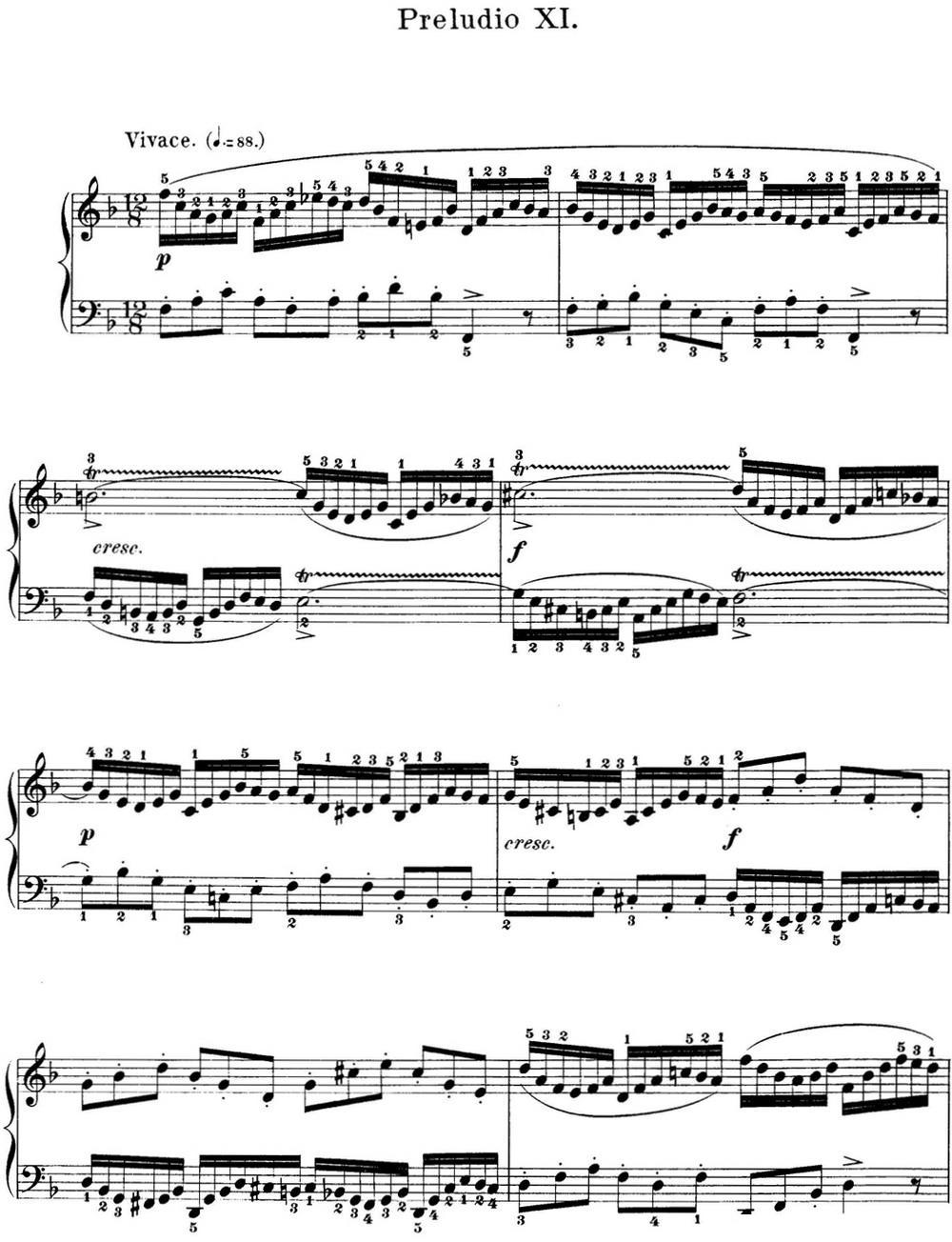 巴赫《平均律钢琴曲集·第一卷》之前奏曲（NO.11）钢琴曲谱（图1）
