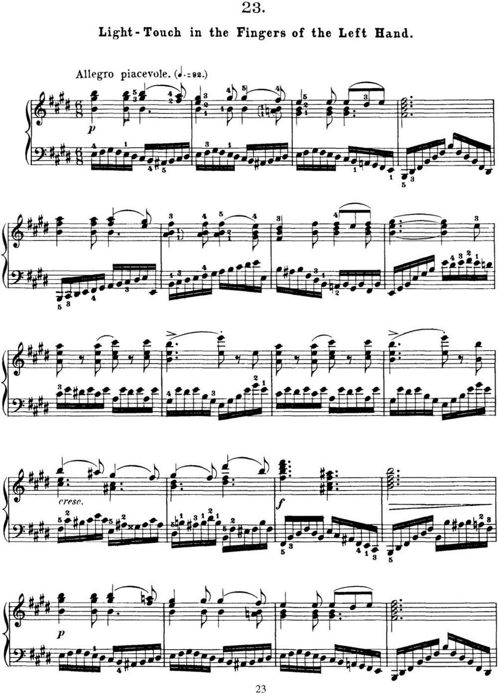 50首车尔尼Op.740钢琴手指灵巧技术练习曲（NO.23）钢琴曲谱（图1）