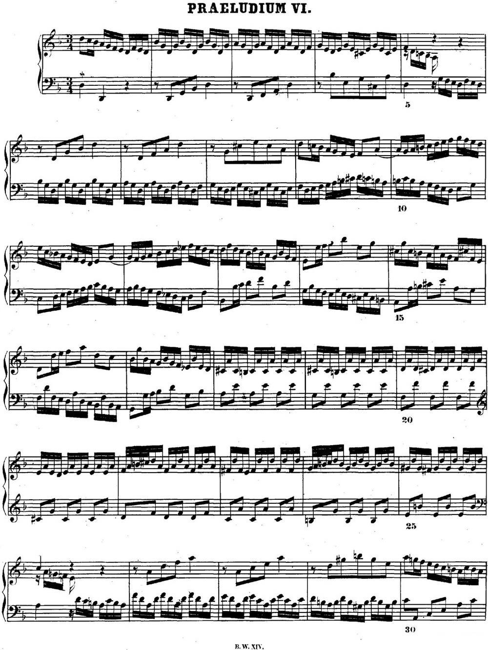 巴赫《平均律钢琴曲集·第二卷》之前奏曲（NO.6）钢琴曲谱（图1）