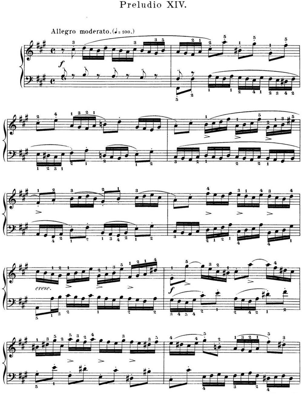 巴赫《平均律钢琴曲集·第一卷》之前奏曲（NO.14）钢琴曲谱（图1）