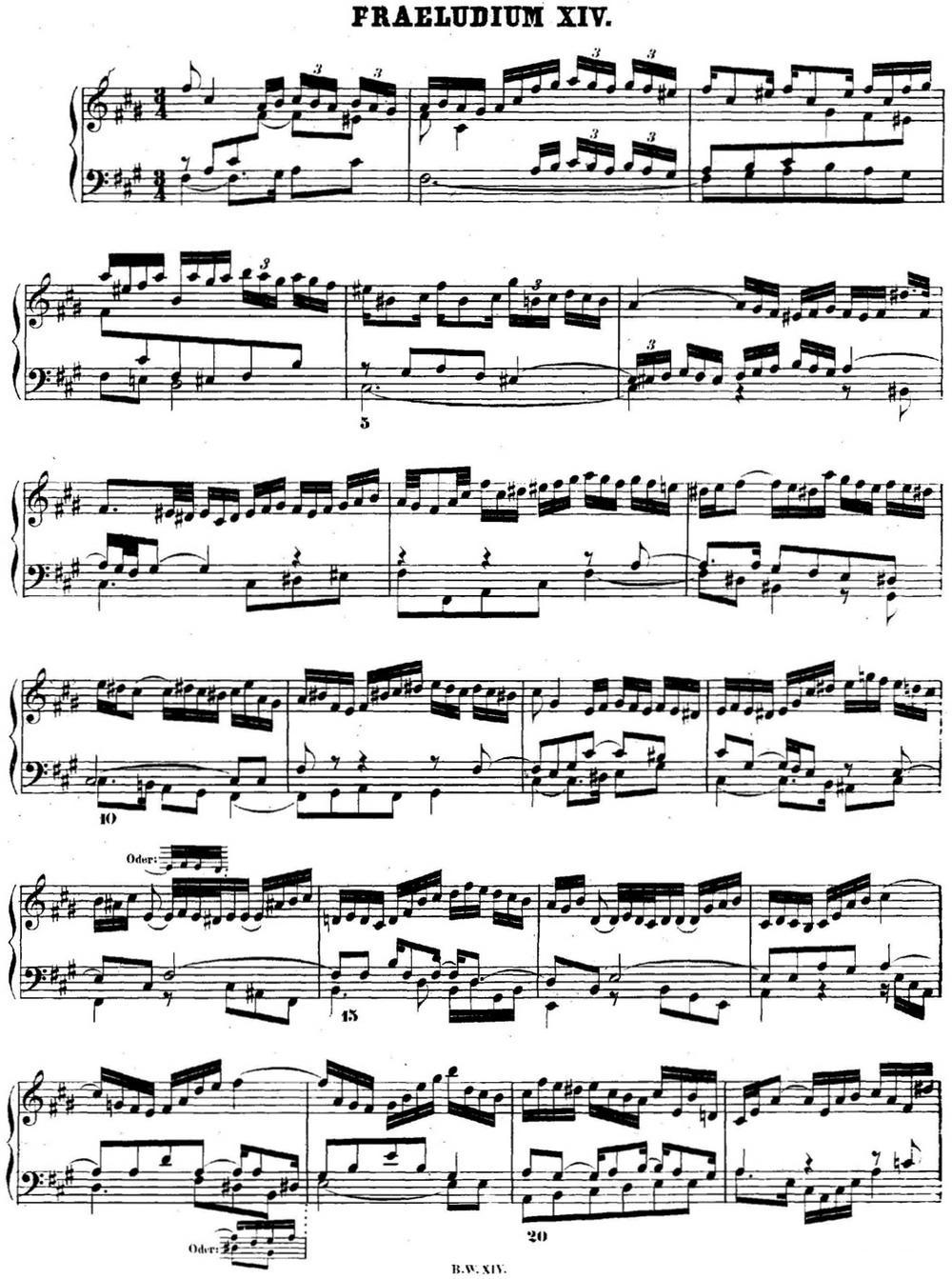 巴赫《平均律钢琴曲集·第二卷》之前奏曲（NO.14）钢琴曲谱（图1）