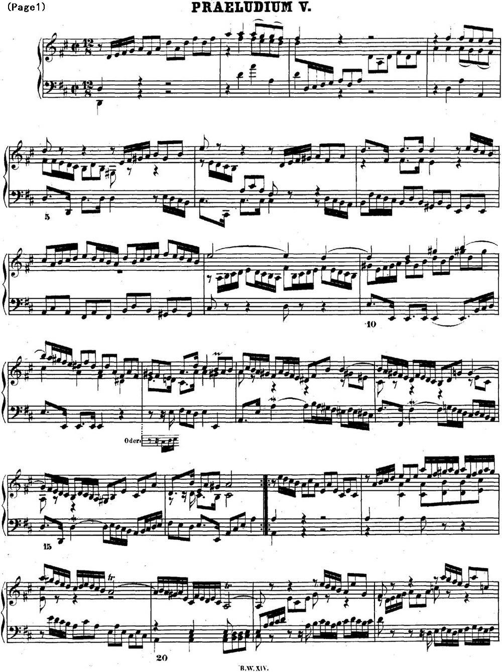 巴赫《平均律钢琴曲集·第二卷》之前奏曲（NO.5）钢琴曲谱（图1）