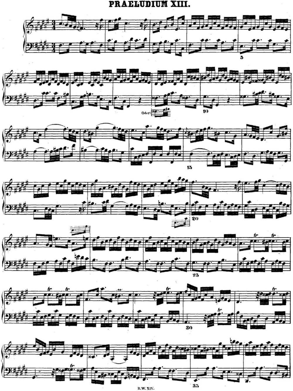 巴赫《平均律钢琴曲集·第二卷》之前奏曲（NO.13）钢琴曲谱（图1）