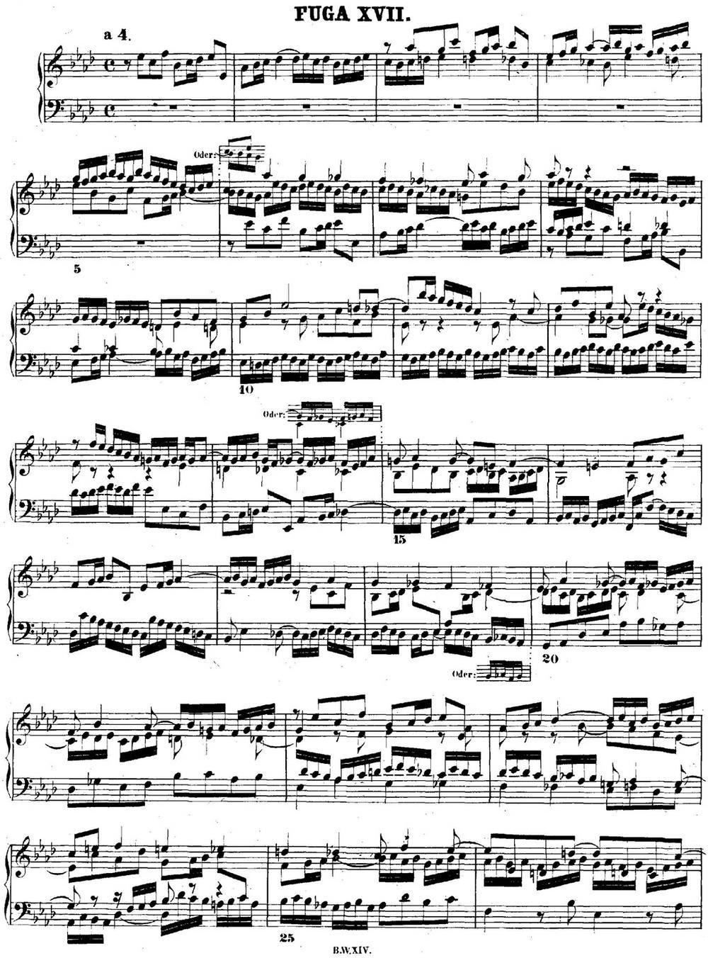巴赫《平均律钢琴曲集·第二卷》之赋格曲（NO.17）钢琴曲谱（图1）
