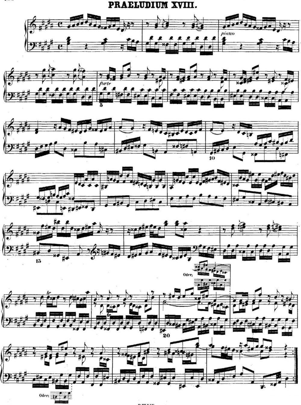 巴赫《平均律钢琴曲集·第二卷》之前奏曲（NO.18）钢琴曲谱（图1）