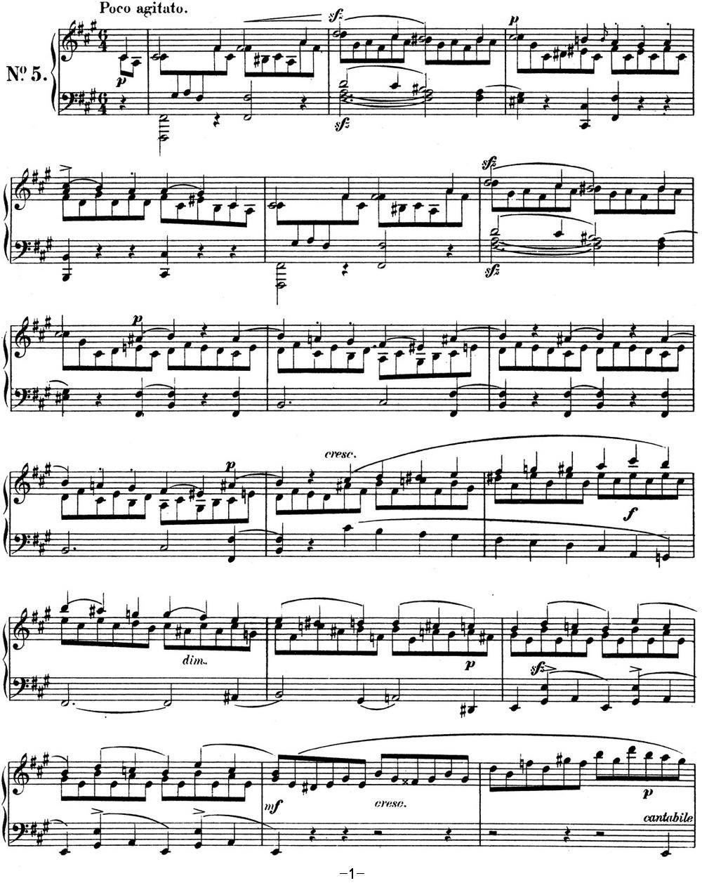 门德尔松无词歌Op.19（NO.5）钢琴曲谱（图1）